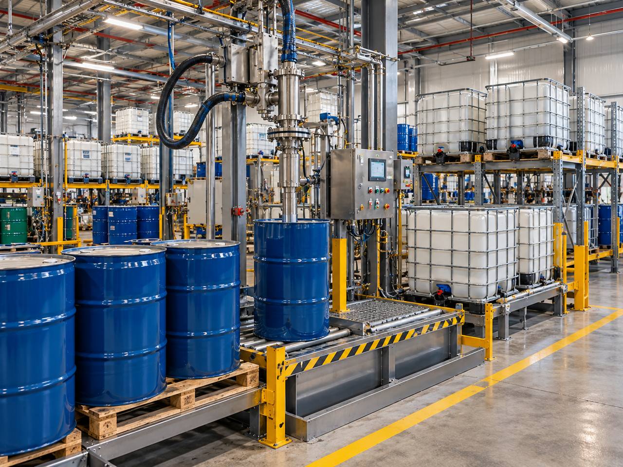 Industrial drum and IBC filling operations at SourceLink Terminals