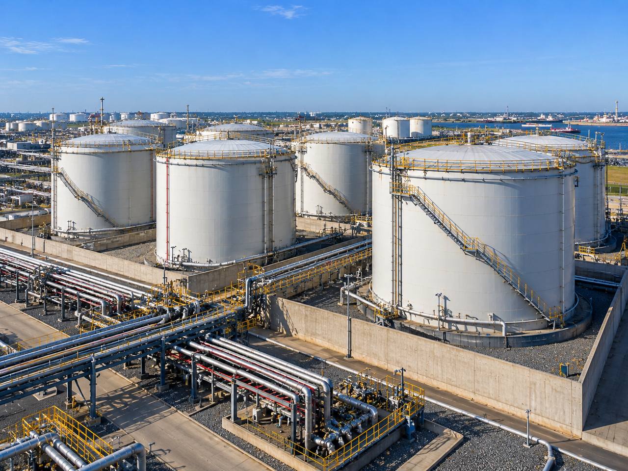 Bulk liquid storage tanks for fuels and petrochemicals