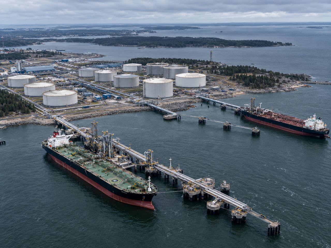 Tank farm operations with pipelines, pumps, and manifolds